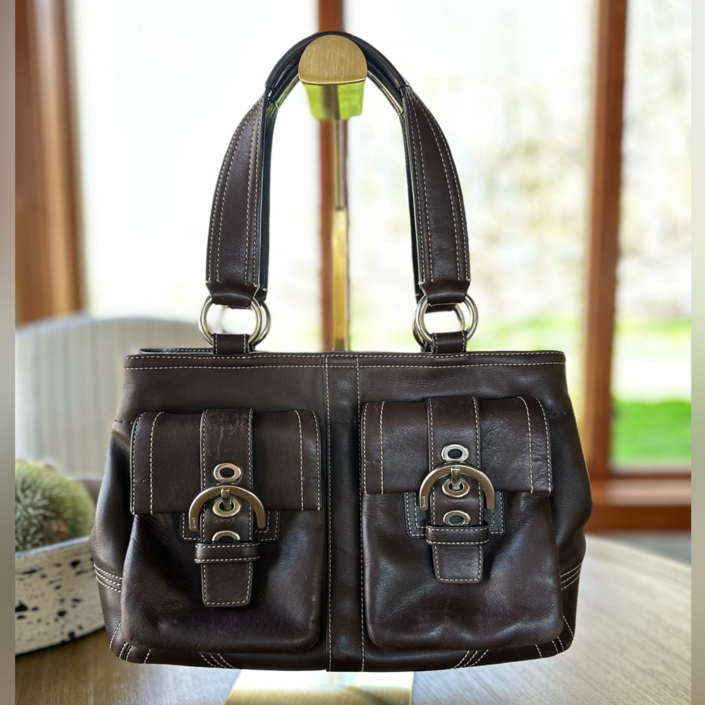 Vintage Coach | rare Soho Brown Leather Handbag with Silver Buckle Hardware